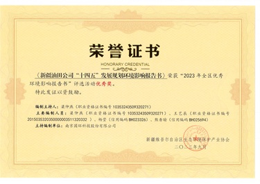 新疆油田十四五發(fā)展規(guī)劃報告書優(yōu)秀獎